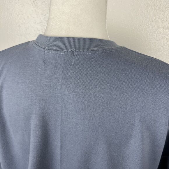 L.A.B. Studio Vivid Lauren Sweater Women Large Blue Grey Pullover Bear Patch - Picture 11 of 13